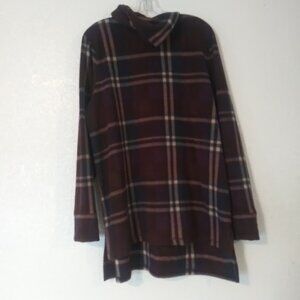 Cuddl Duds women's size L multicolored plaid high neck tunic sweater